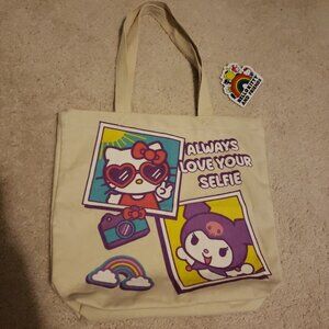 Official Hello Kitty And Friends w/ Kurami Love Your Selfie Canvas Tote Bag NWT